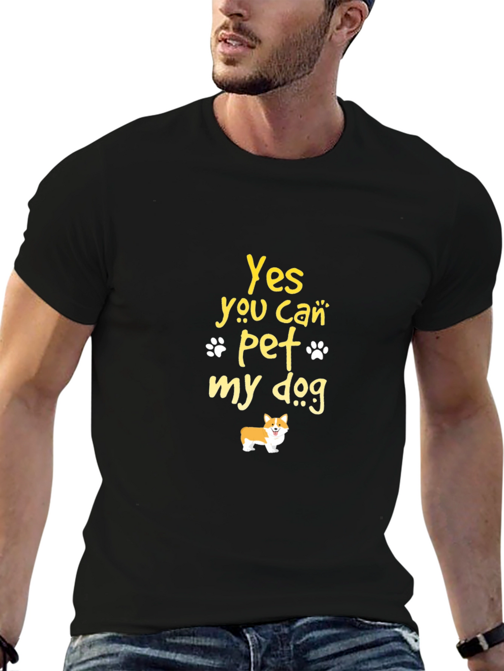 Yes You Can Pet My Dog Black T-Shirt
