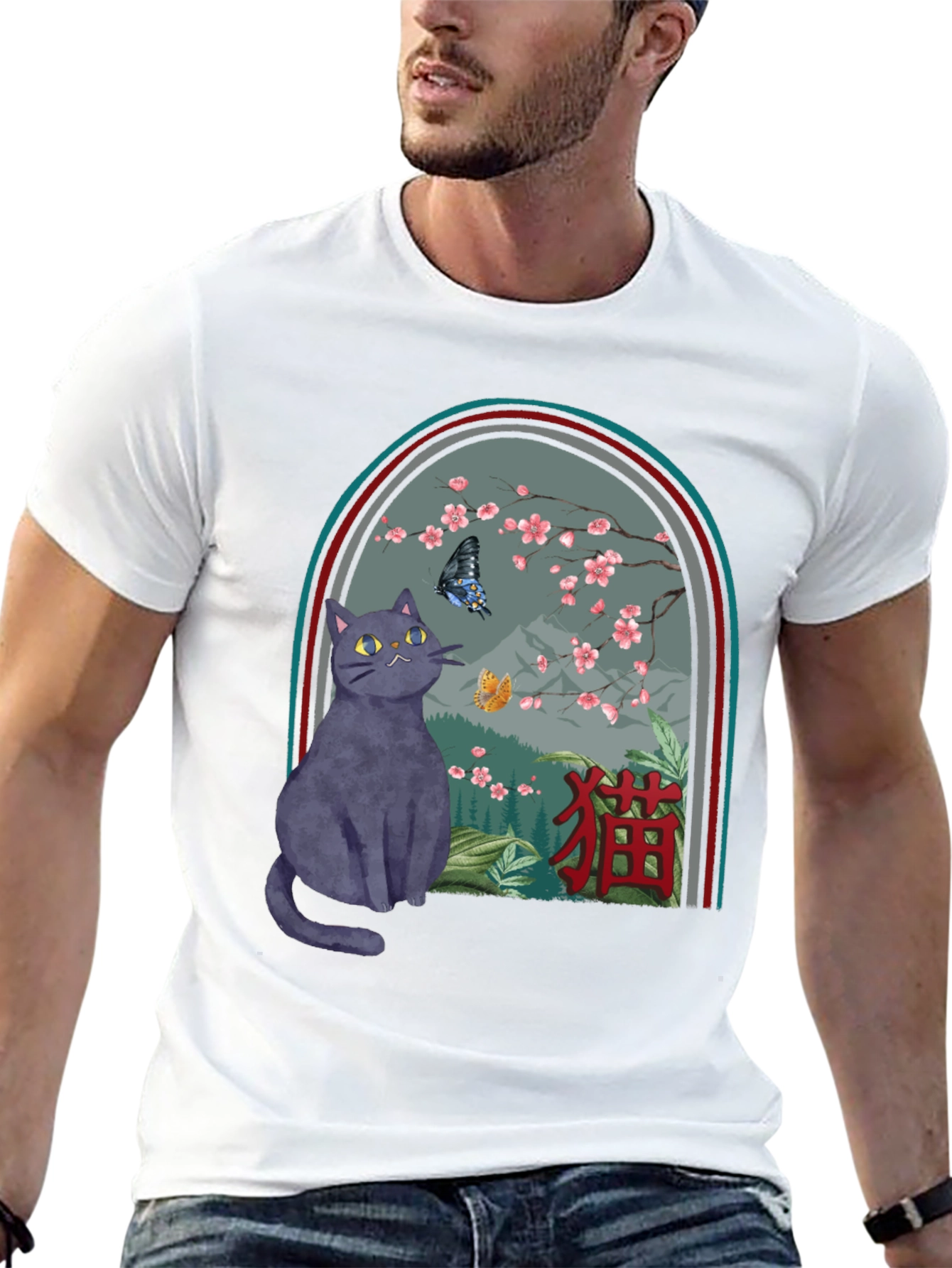 Cat & Butterfly Graphic Tee