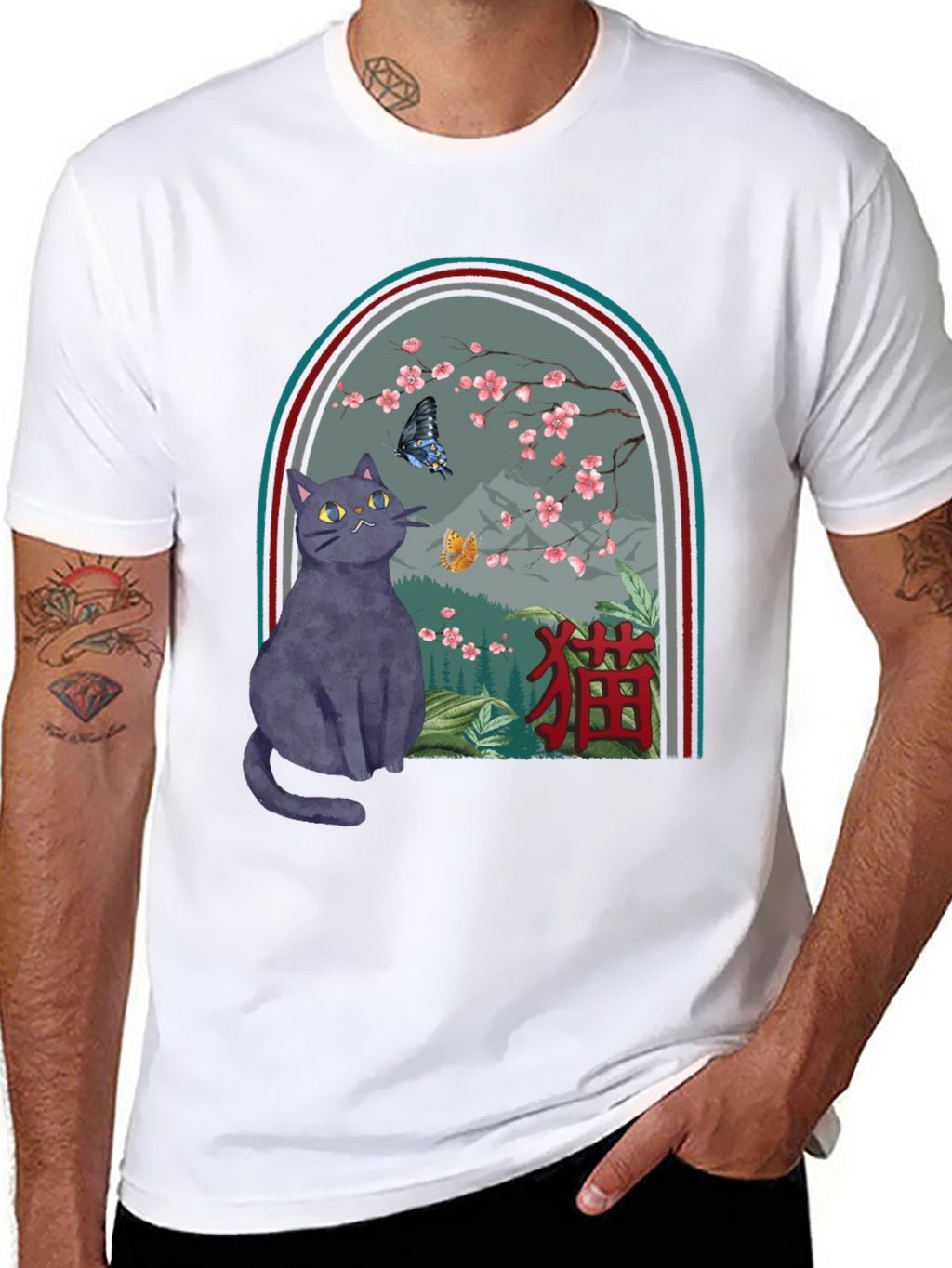 Cat & Butterfly Graphic Tee
