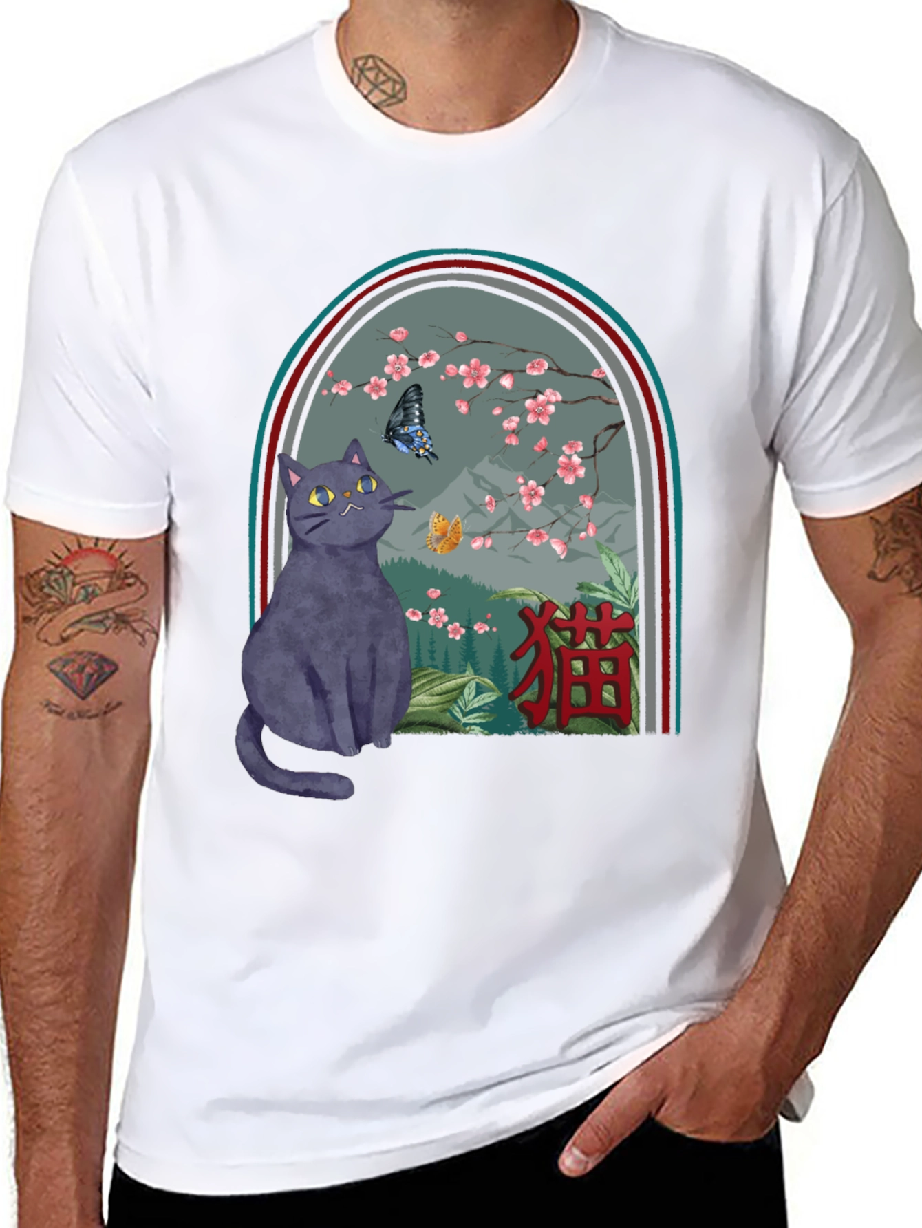 Cat & Butterfly Graphic Tee