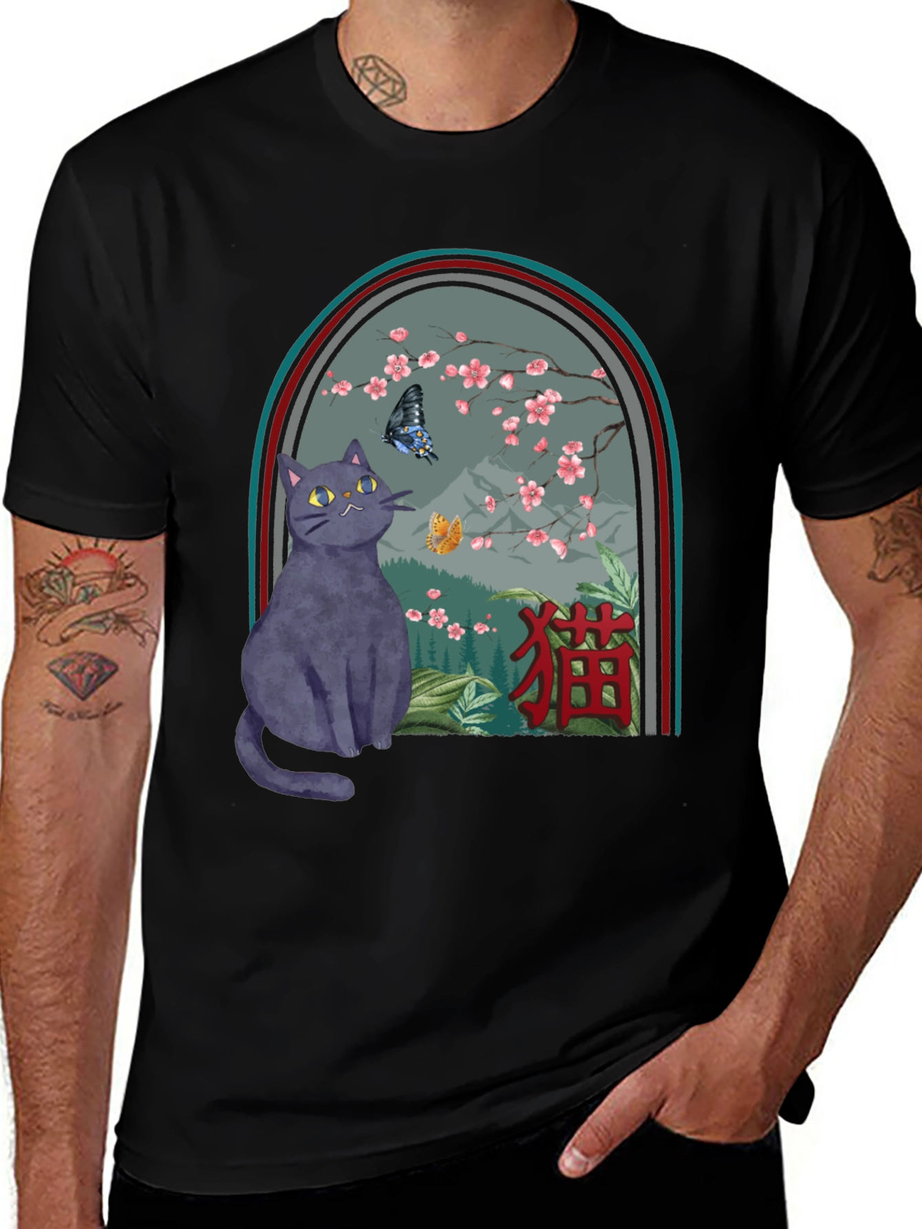 Cat & Butterfly Graphic Tee