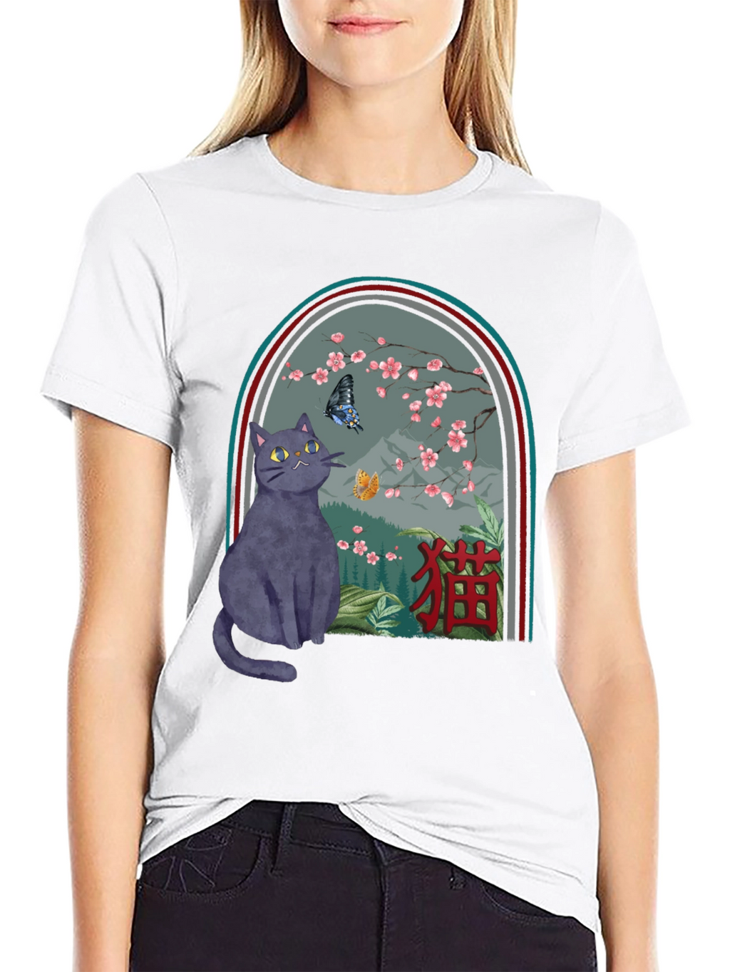 Cat & Butterfly Graphic Tee