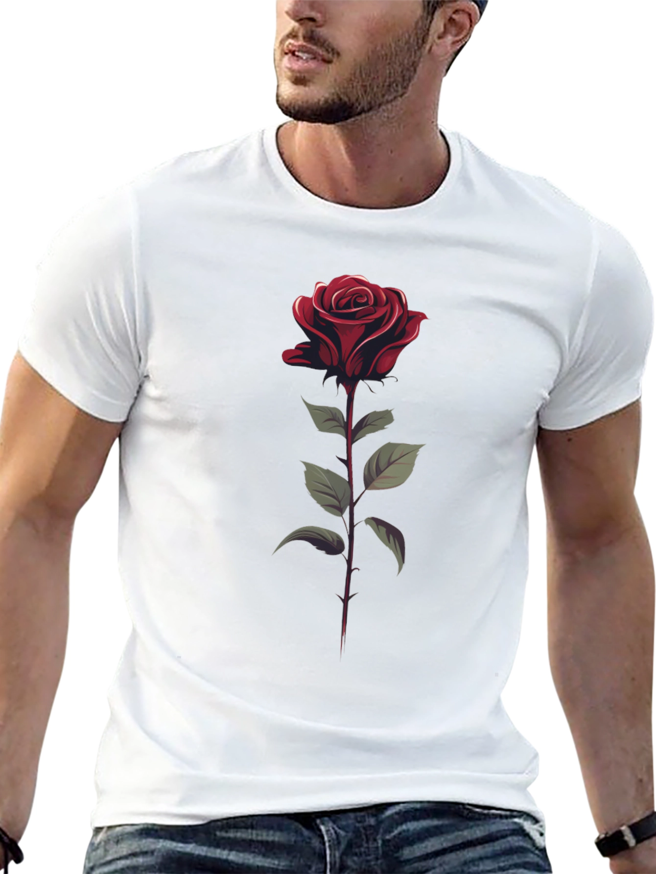 Rose Graphic Tee - Stylish Black T-Shirt