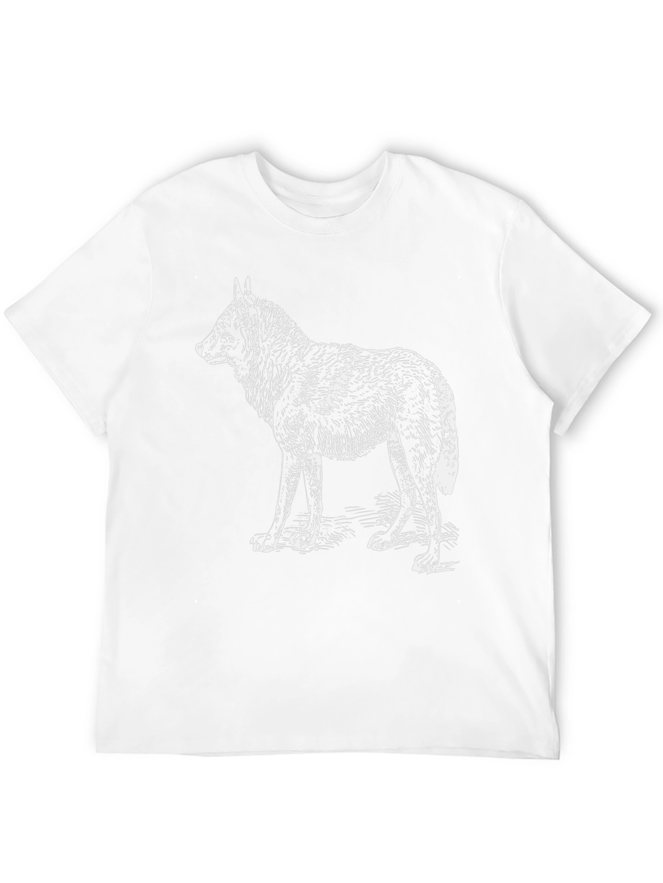 Black T-Shirt with White Wolf Design