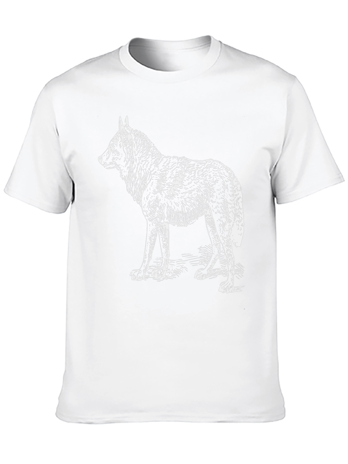 Black T-Shirt with White Wolf Design