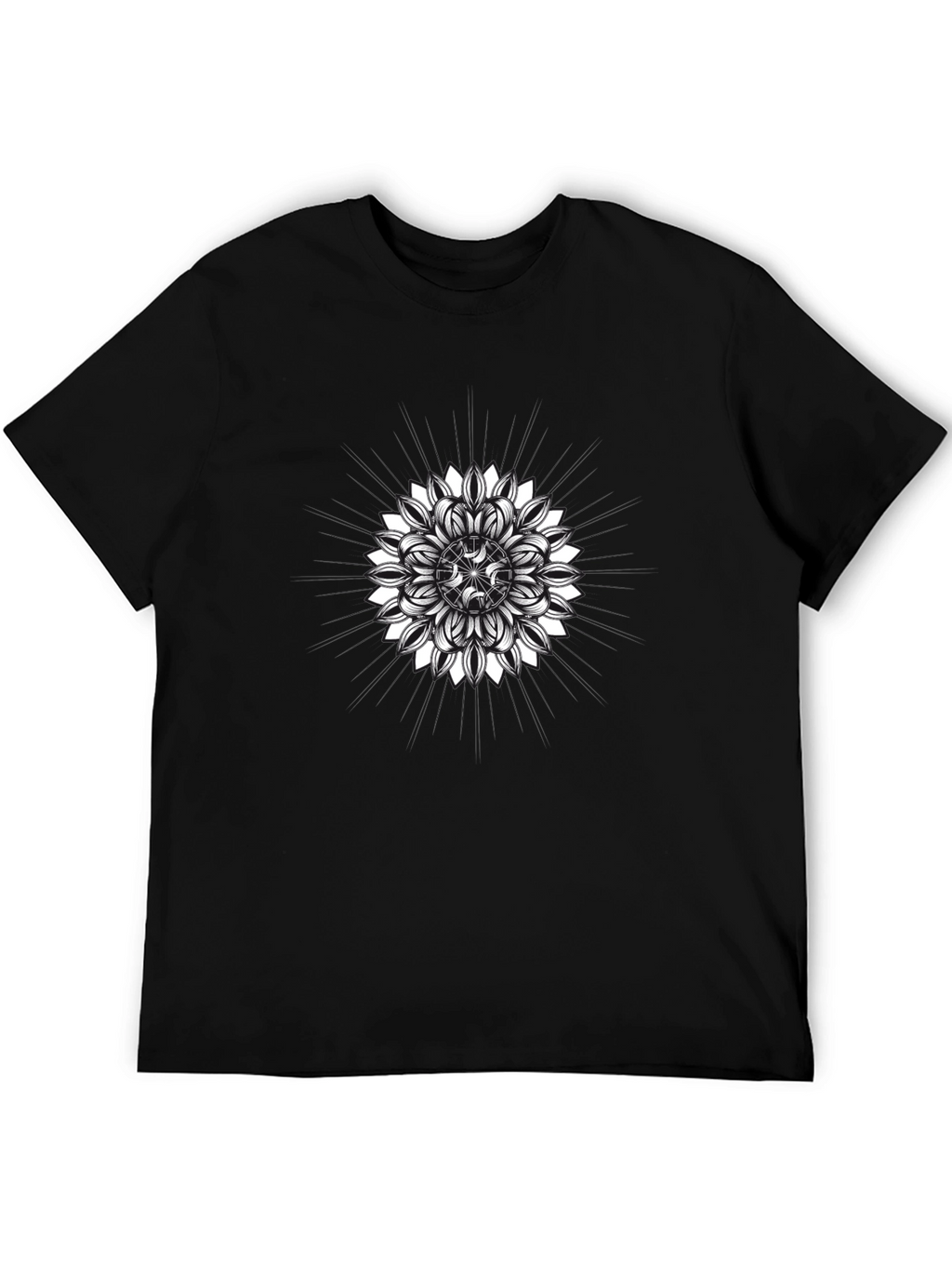 Geometric Mandala Graphic Tee - Mens Black T-Shirt