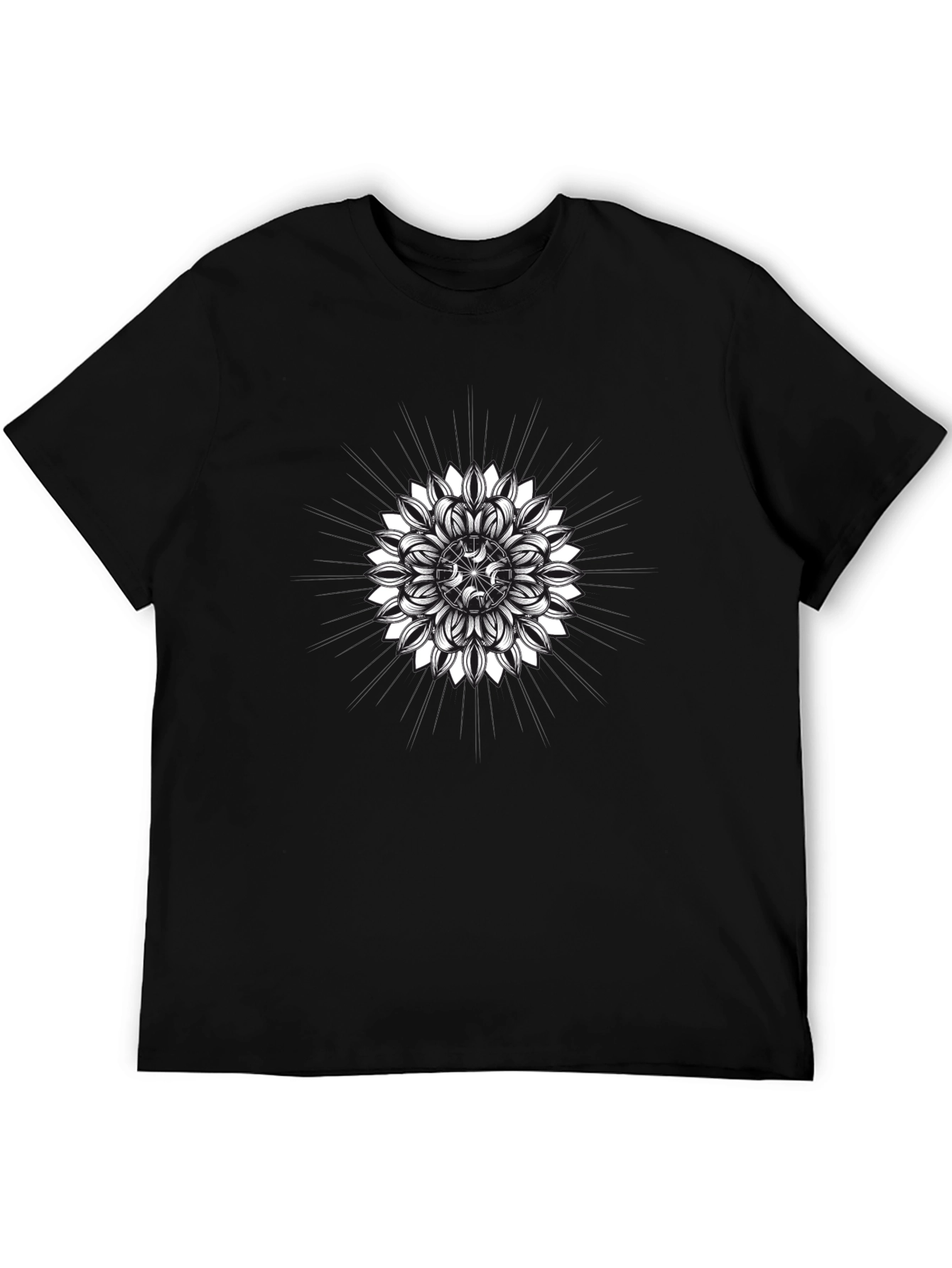 Geometric Mandala Graphic Tee - Mens Black T-Shirt