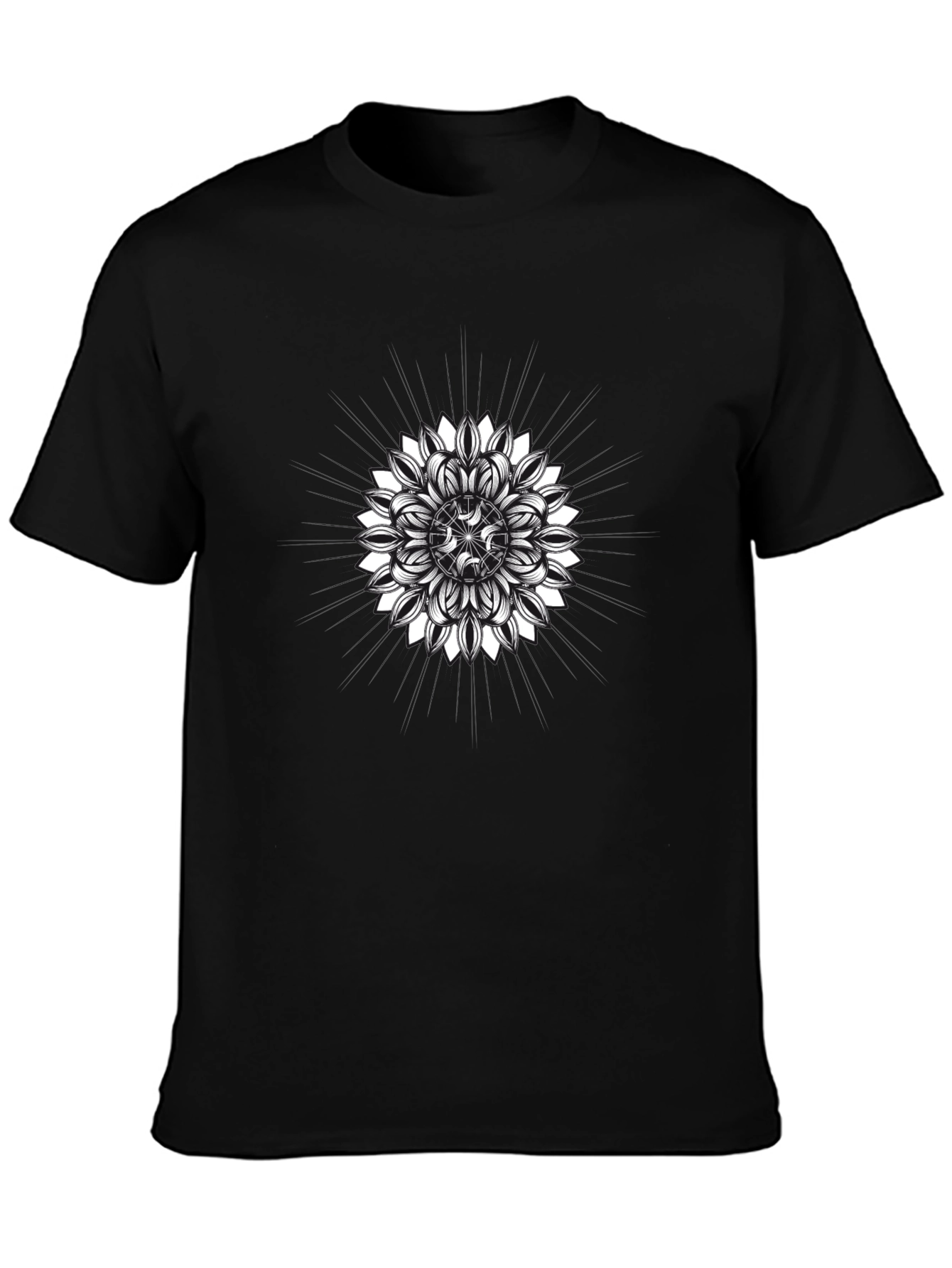 Geometric Mandala Graphic Tee - Mens Black T-Shirt