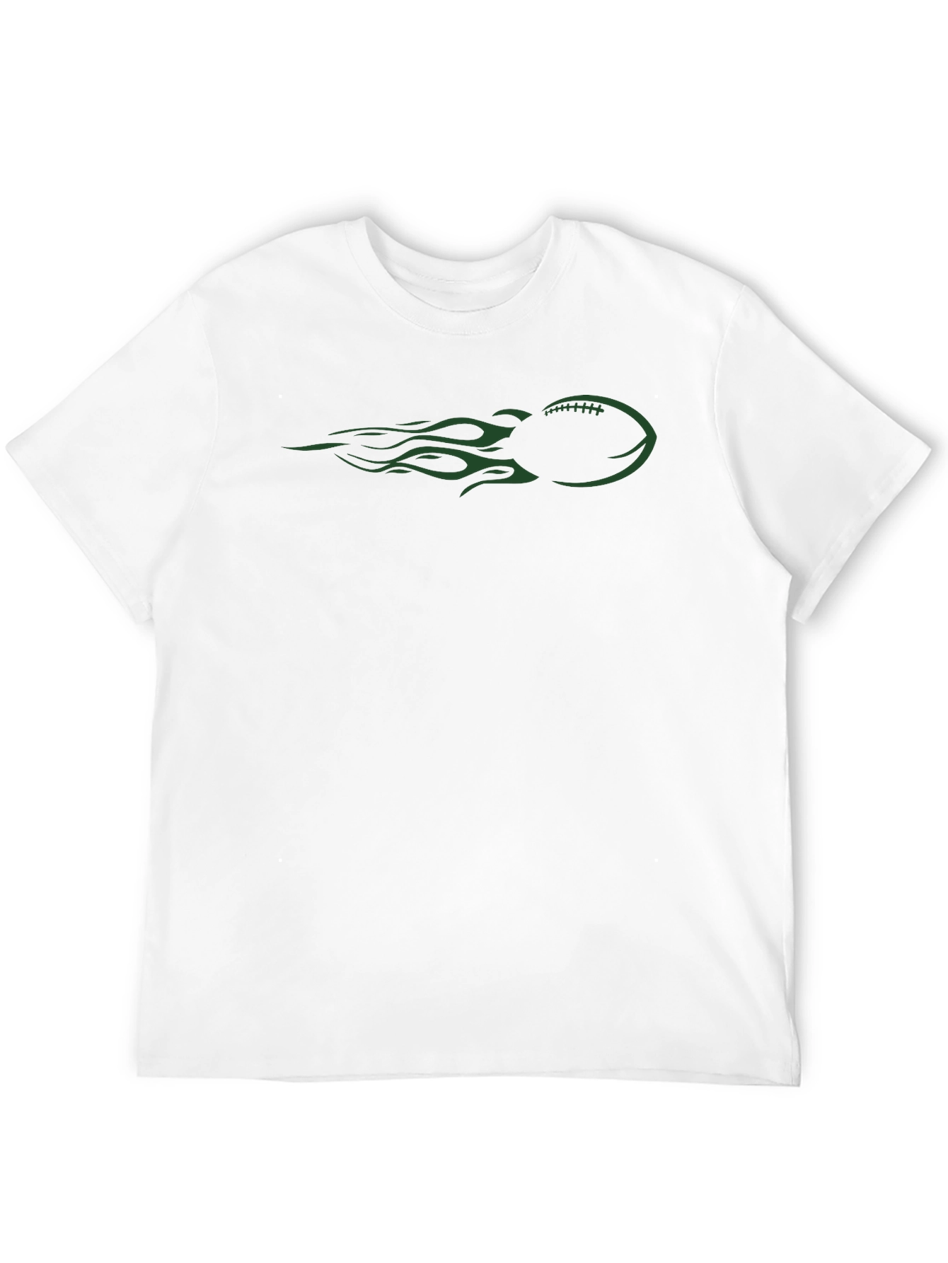 Football Flames Graphic Tee - Black Cotton T-Shirt