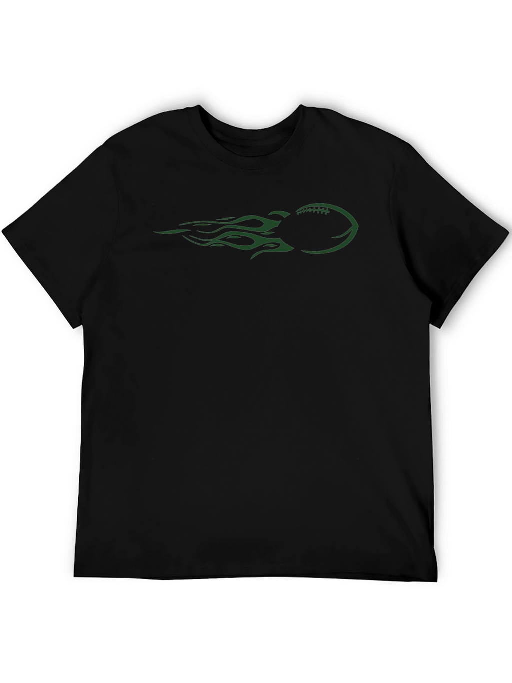 Football Flames Graphic Tee - Black Cotton T-Shirt