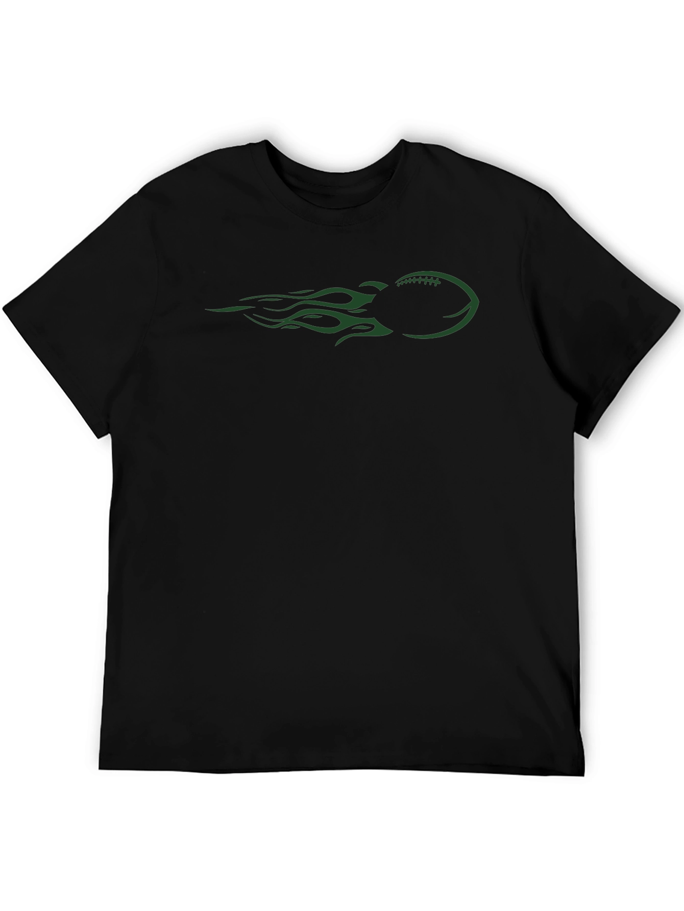 Football Flames Graphic Tee - Black Cotton T-Shirt