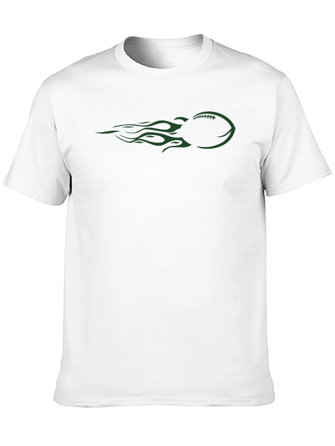 Football Flames Graphic Tee - Black Cotton T-Shirt