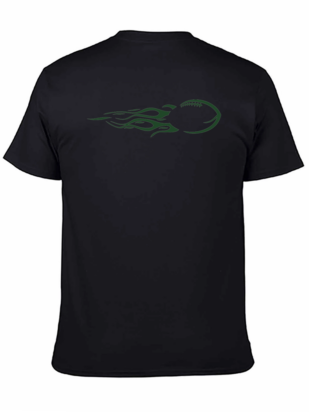 Football Flames Graphic Tee - Black Cotton T-Shirt