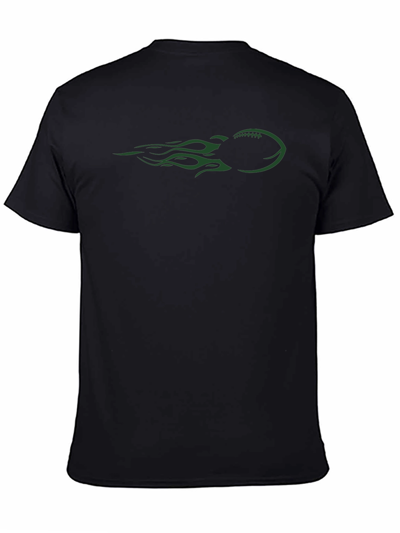 Football Flames Graphic Tee - Black Cotton T-Shirt