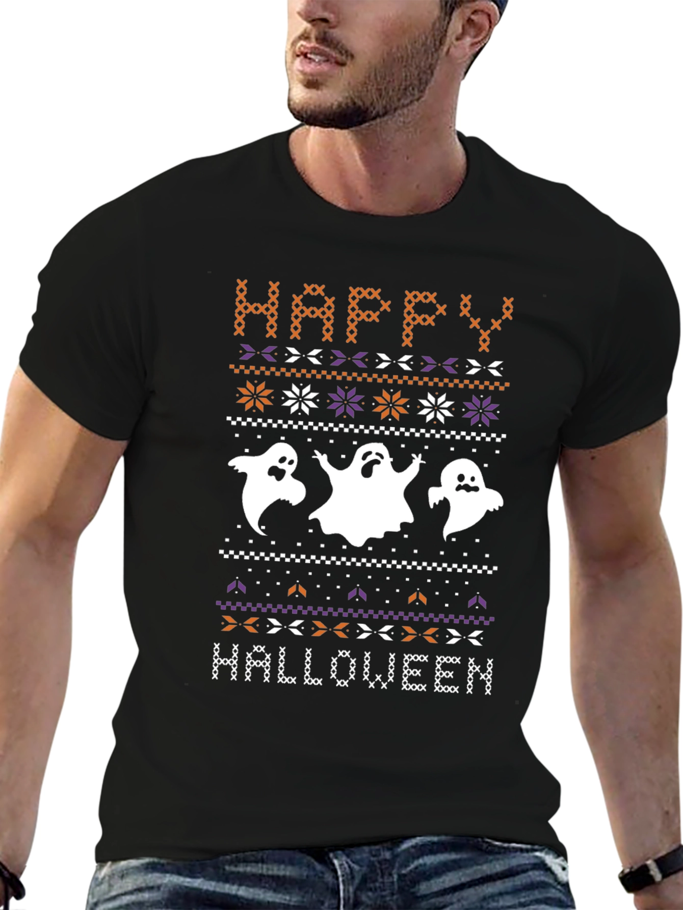 Happy Halloween Ghost Knit T-Shirt