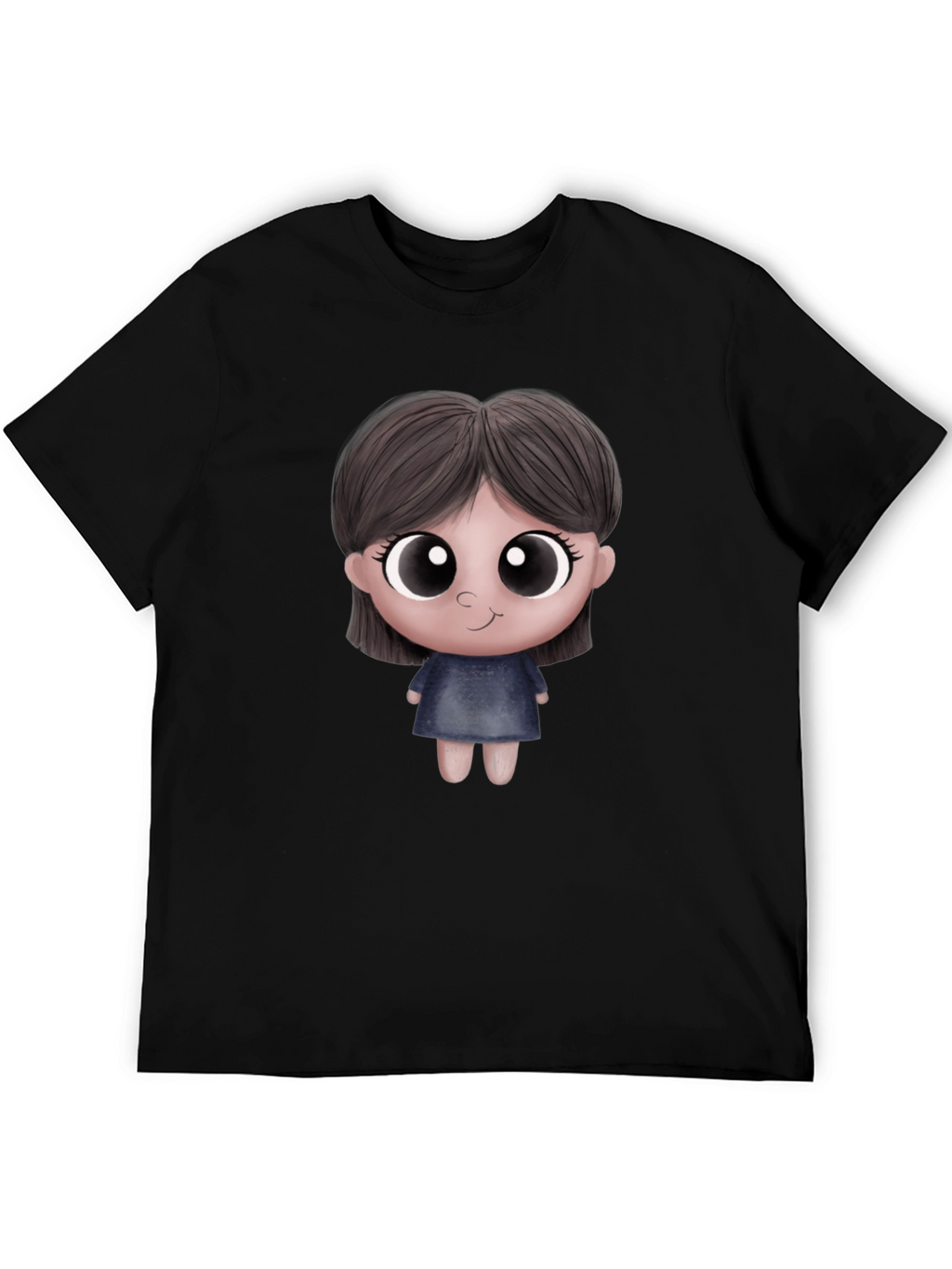Cute Cartoon Character Unisex Black T-Shirt