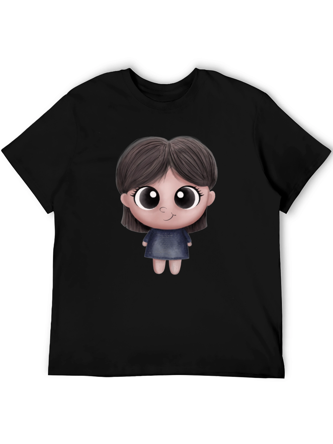 Cute Cartoon Character Unisex Black T-Shirt