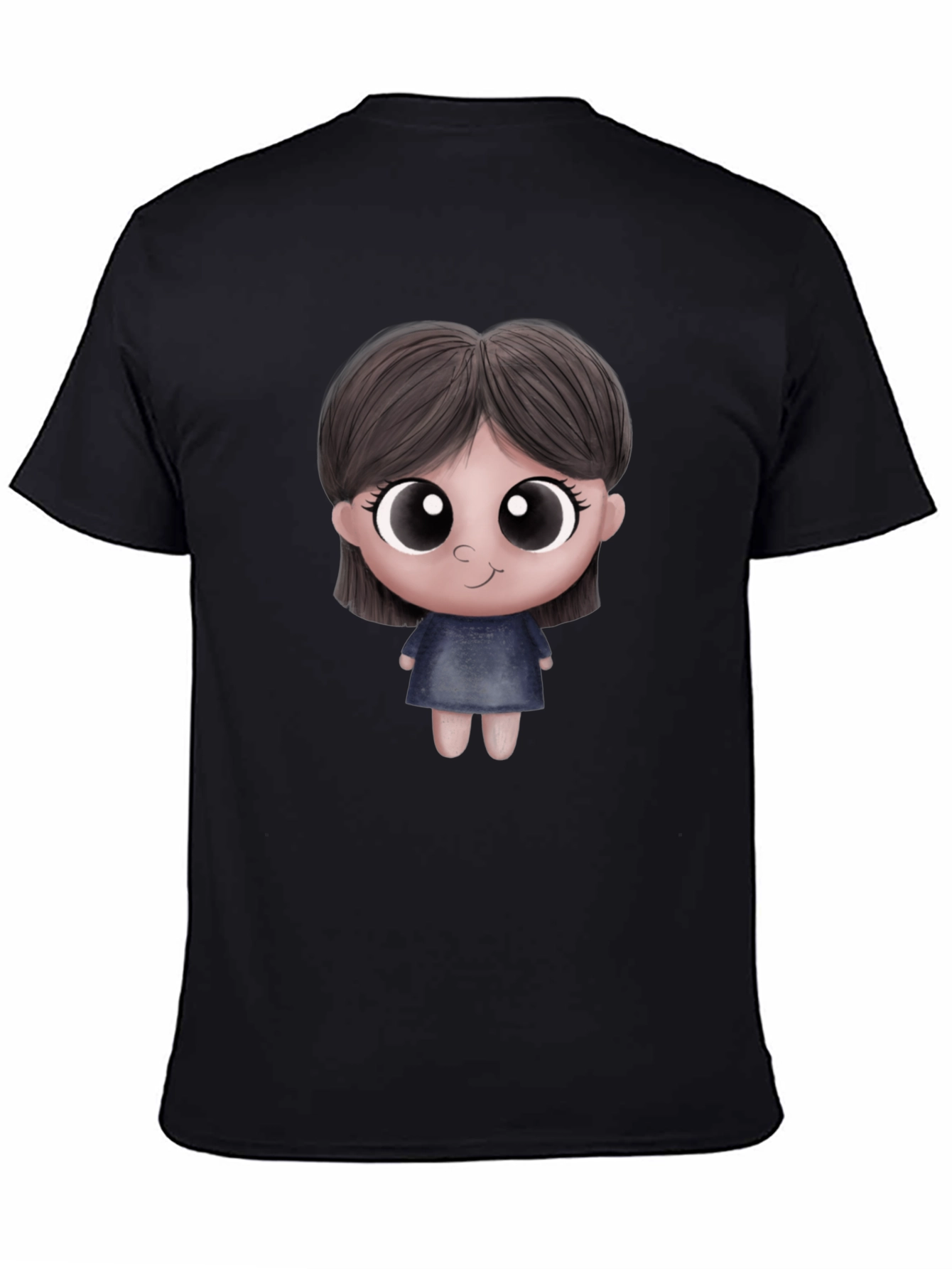 Cute Cartoon Character Unisex Black T-Shirt