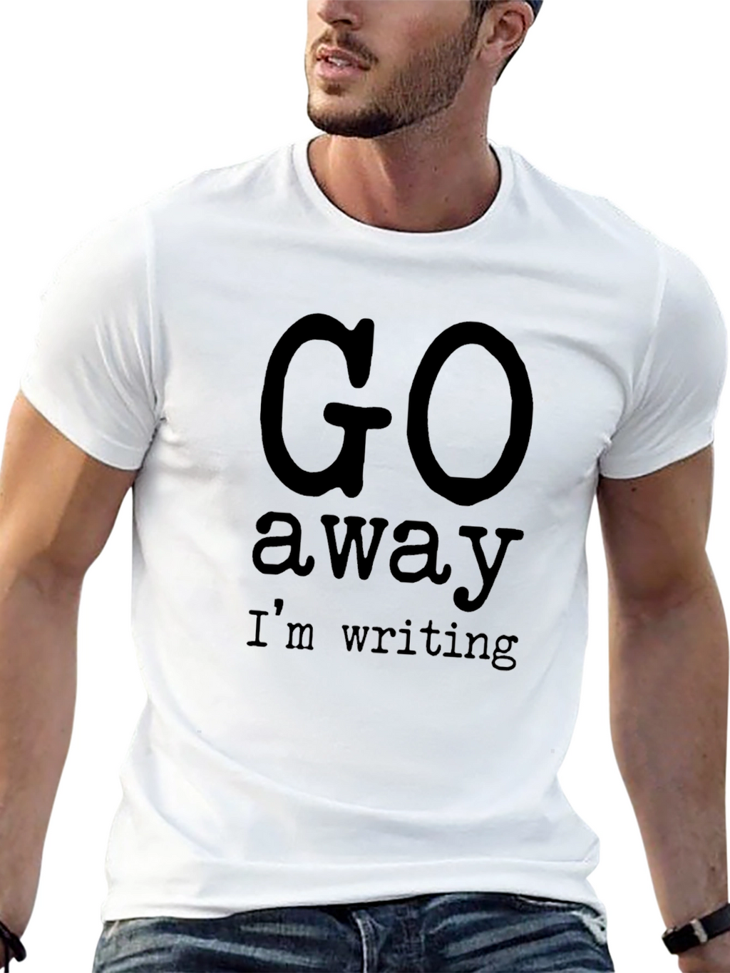 Go Away Im Writing Novelty Graphic T-Shirt