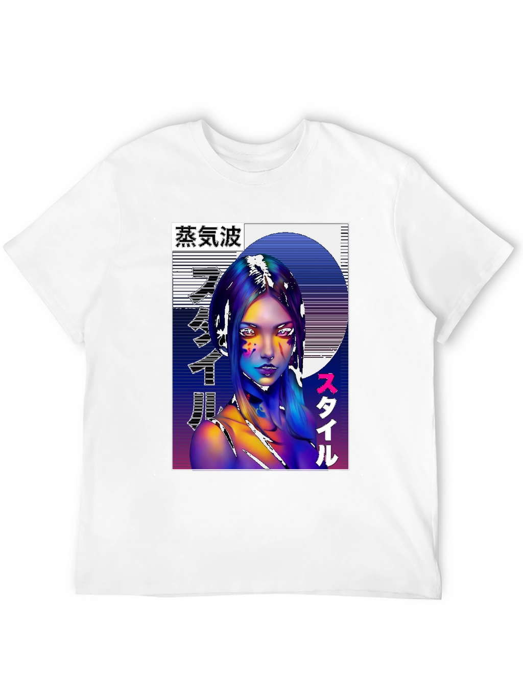 Vaporwave Style Graphic Tee - Black Cotton Shirt