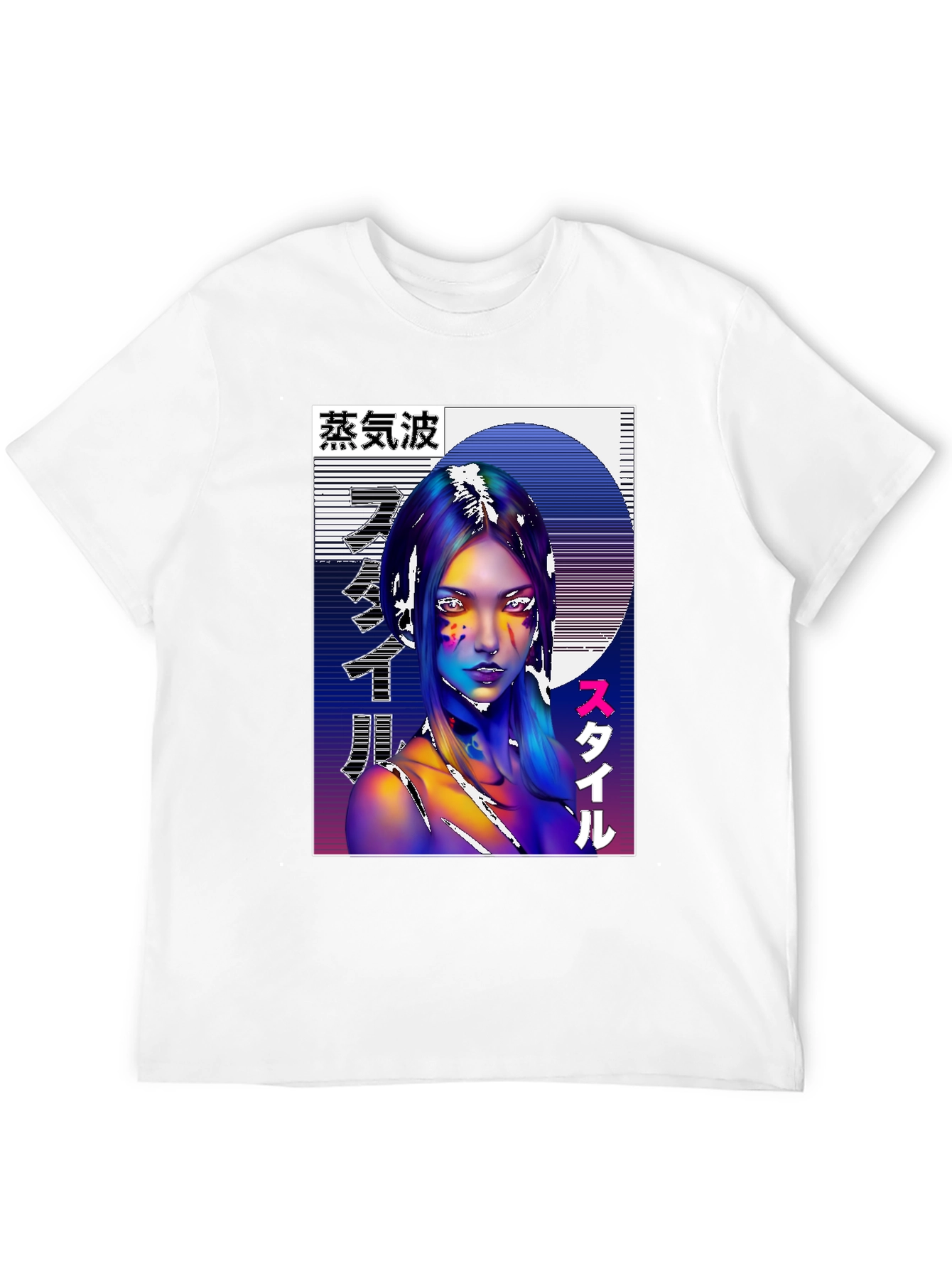 Vaporwave Style Graphic Tee - Black Cotton Shirt