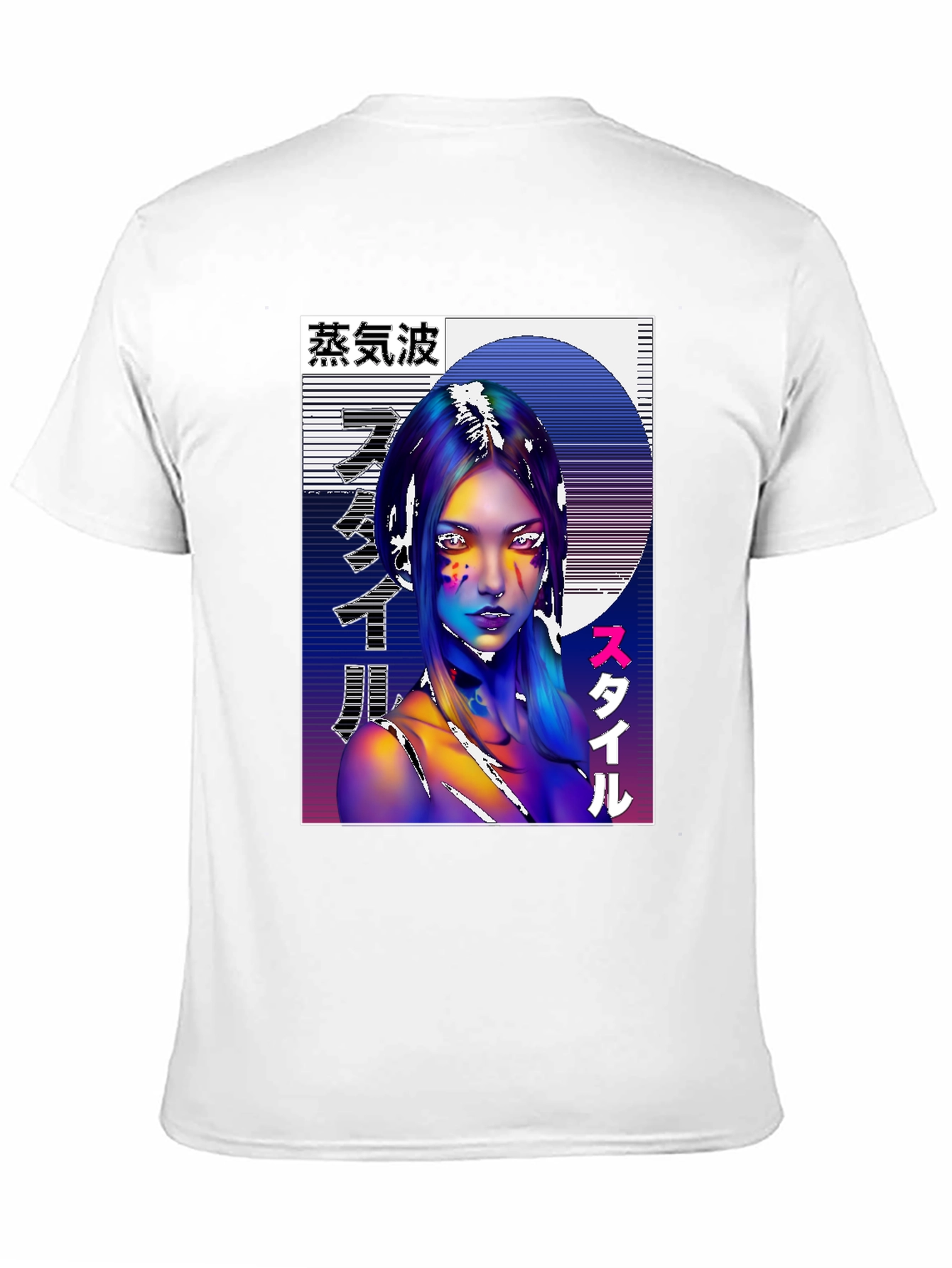 Vaporwave Style Graphic Tee - Black Cotton Shirt