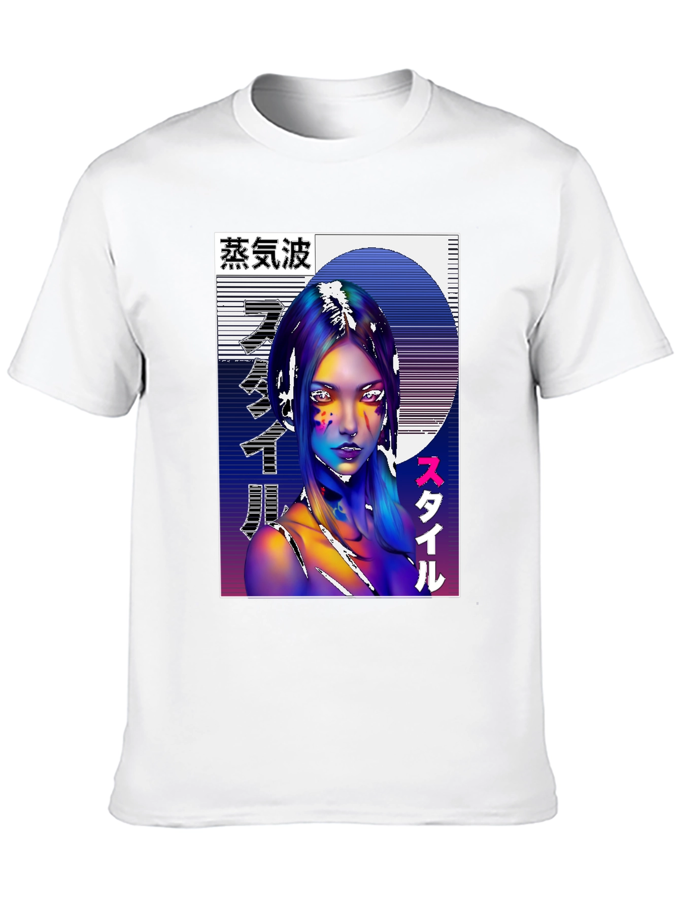 Vaporwave Style Graphic Tee - Black Cotton Shirt