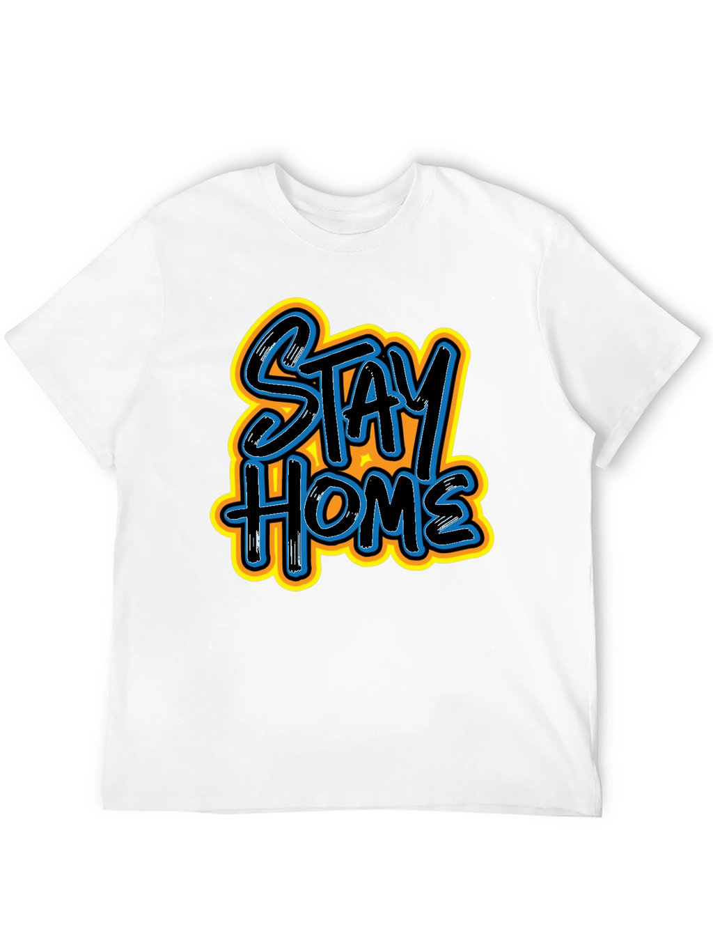 Stay Home Graphic Print Black Tee