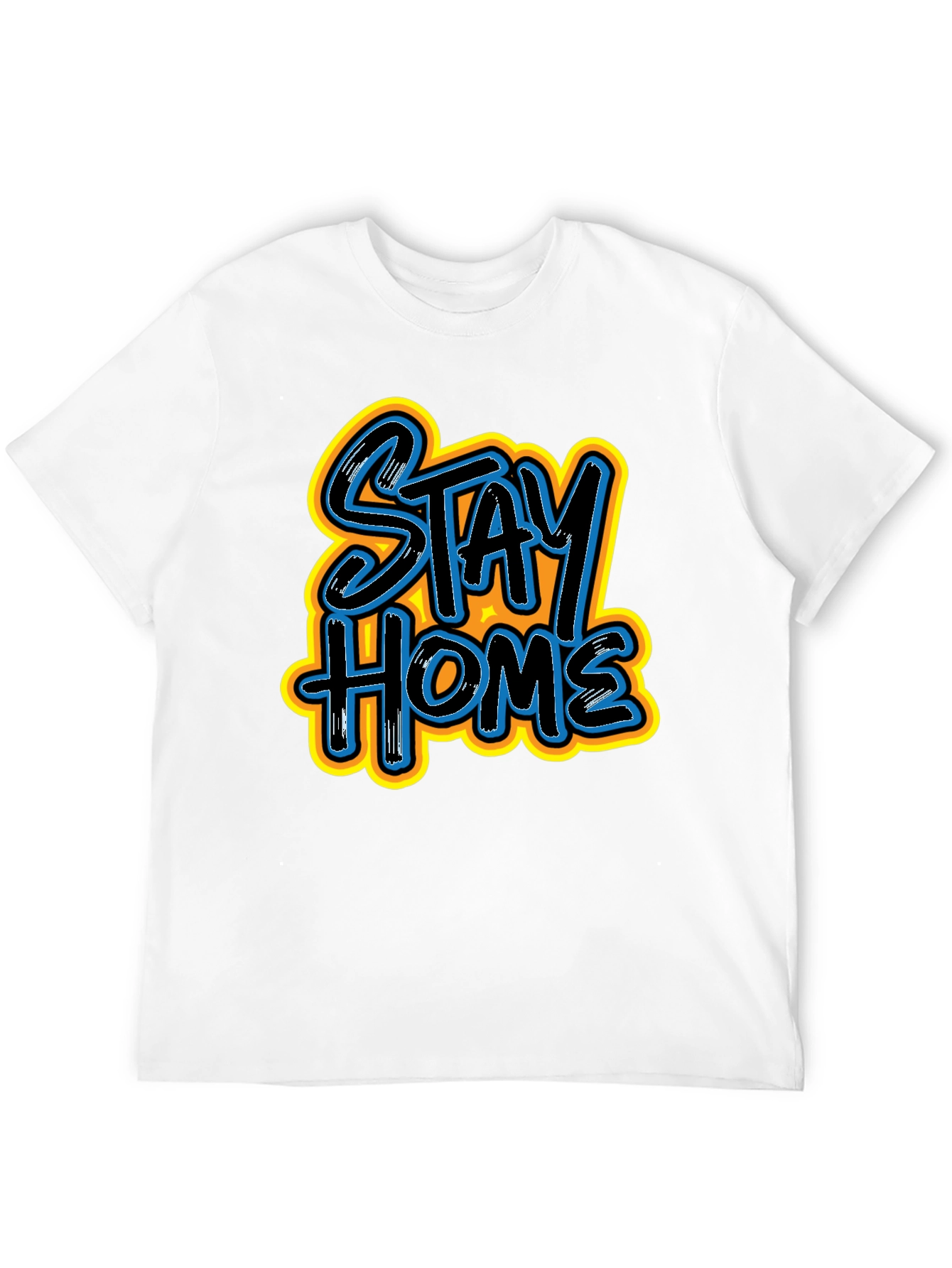 Stay Home Graphic Print Black Tee