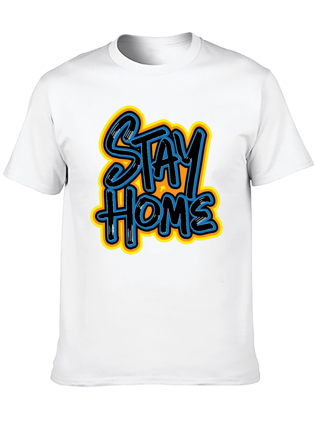 Stay Home Graphic Print Black Tee