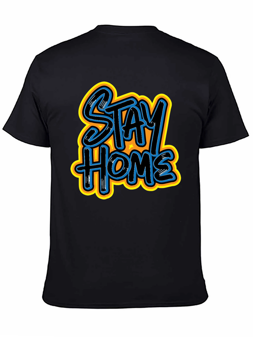 Stay Home Graphic Print Black Tee
