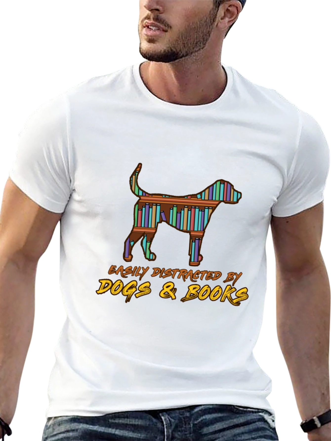 Dog & Books Graphic Tee