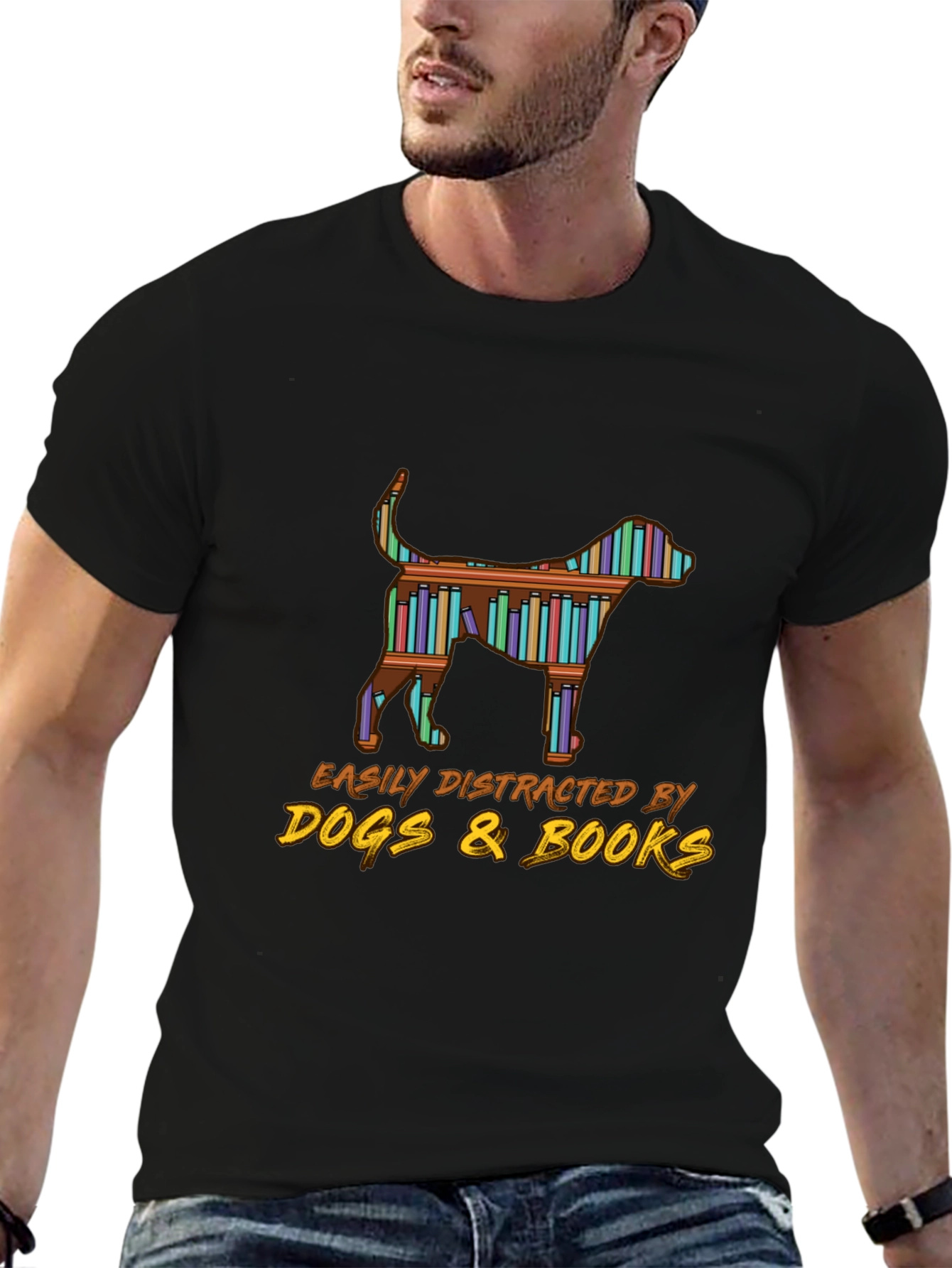 Dog & Books Graphic Tee