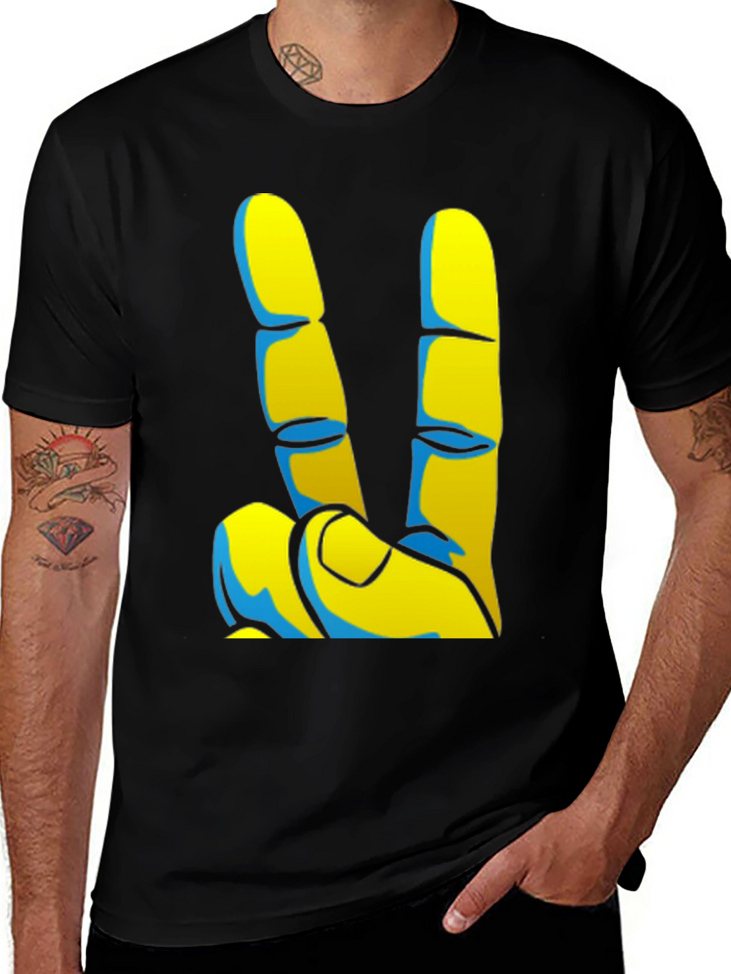 Peace Sign Graphic Tee - Black Casual T-Shirt