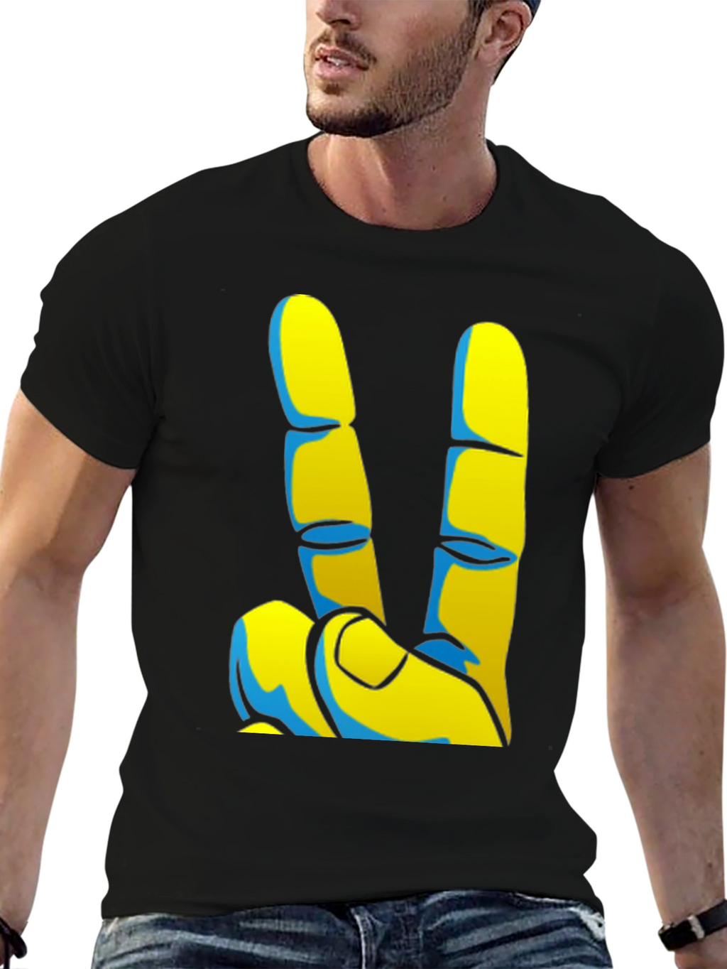 Peace Sign Graphic Tee - Black Casual T-Shirt