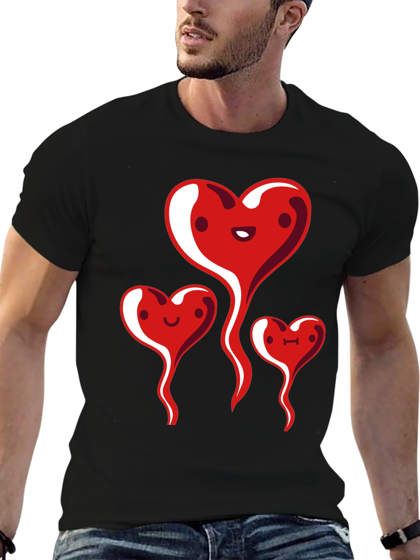 Heart Family Graphic Tee - Black Casual Shirt