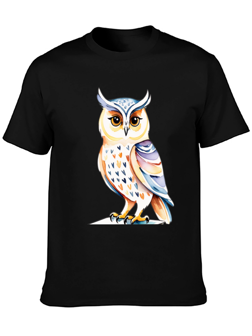Black Owl Graphic Tee - Unique Bird Design
