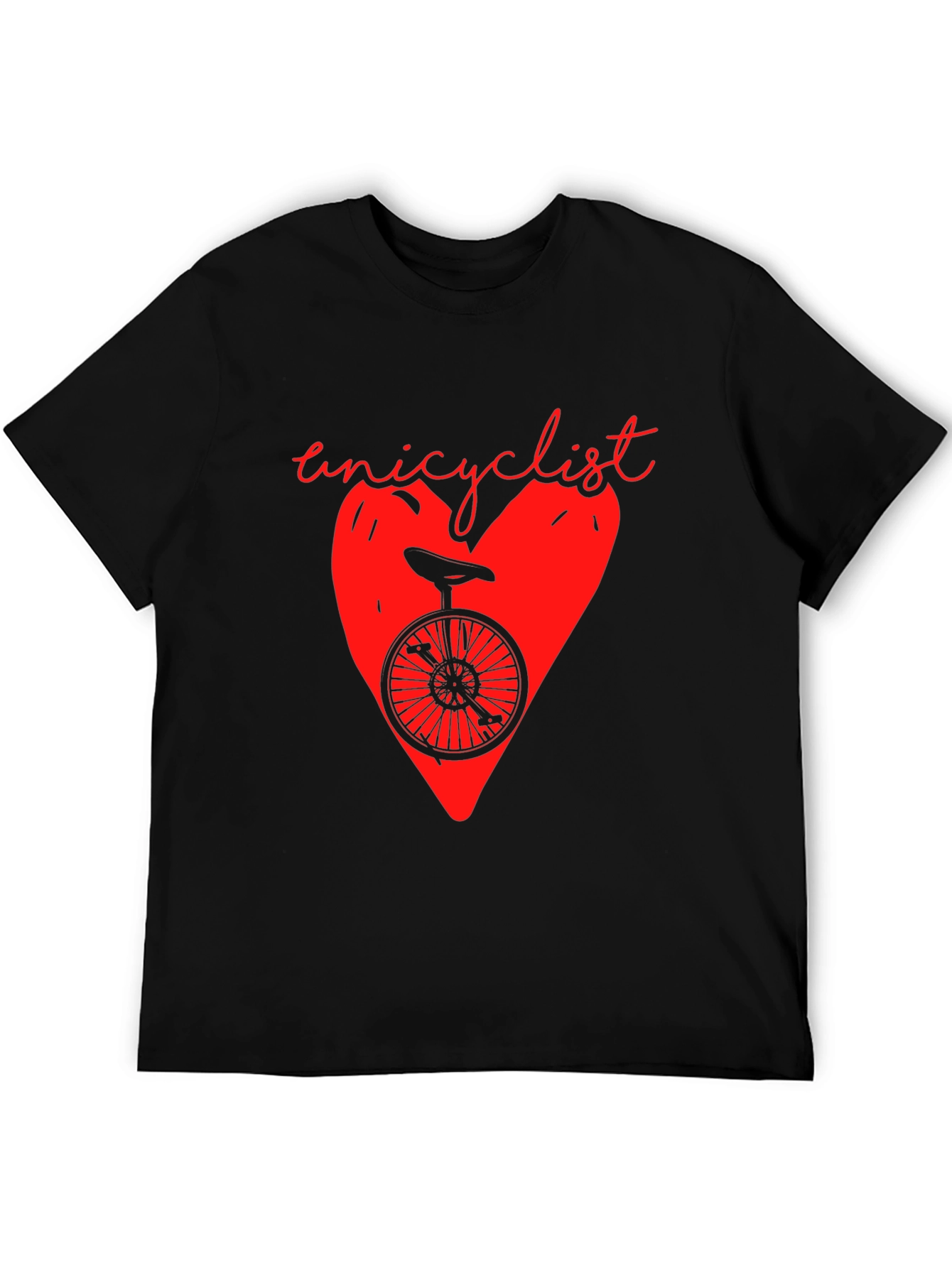 Unicyclist Heart Graphic T-Shirt - Black