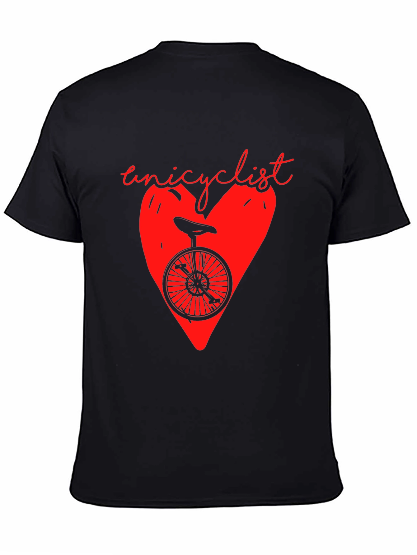 Unicyclist Heart Graphic T-Shirt - Black