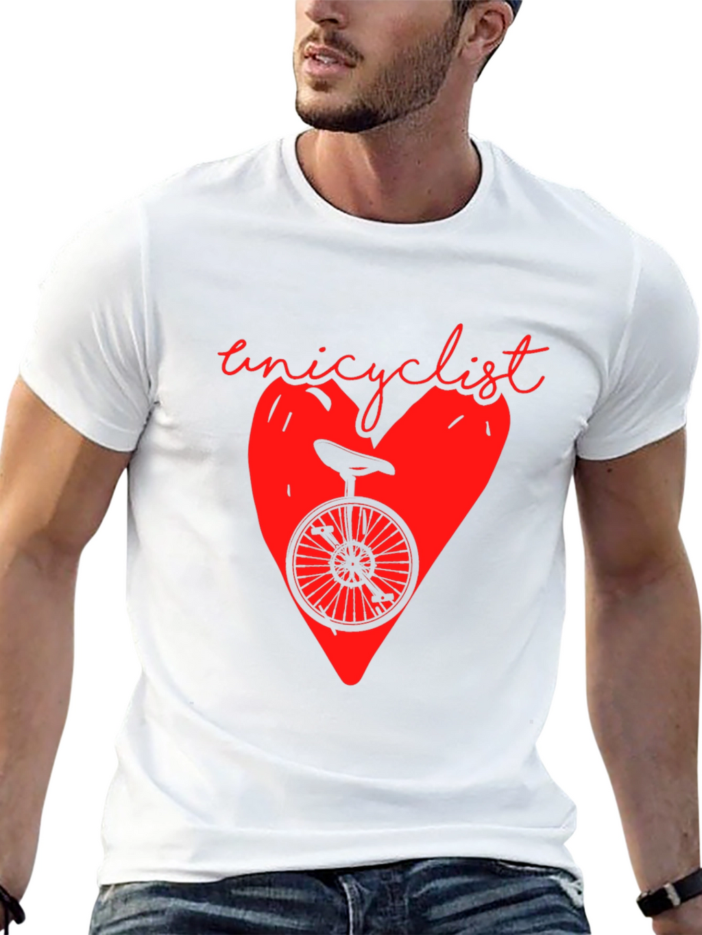 Unicyclist Heart Graphic T-Shirt - Black