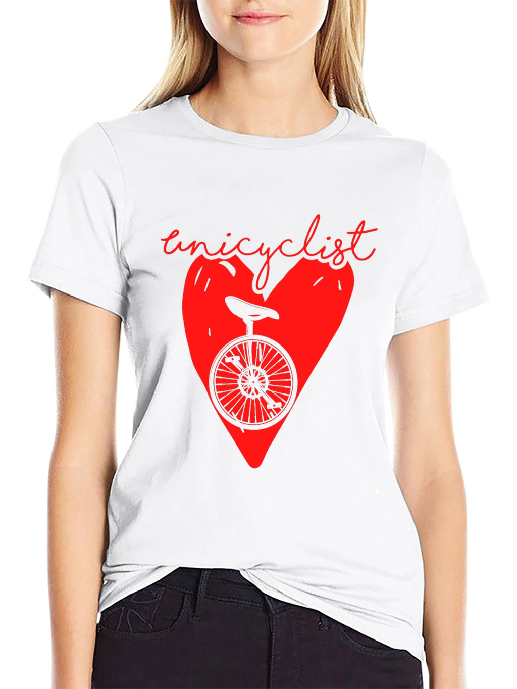 Unicyclist Heart Graphic T-Shirt - Black