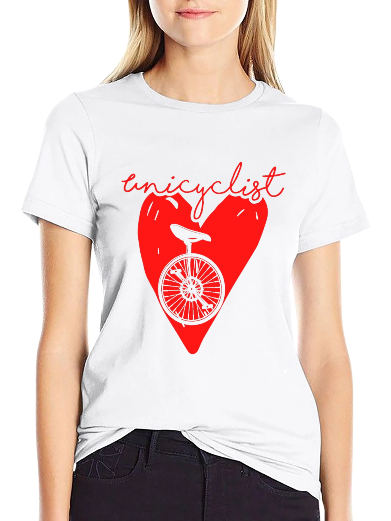 Unicyclist Heart Graphic T-Shirt - Black