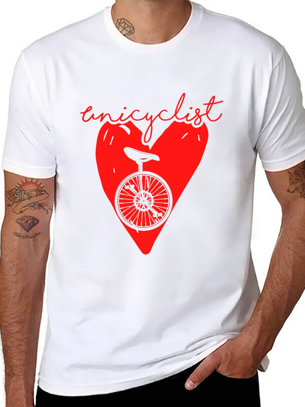 Unicyclist Heart Graphic T-Shirt - Black