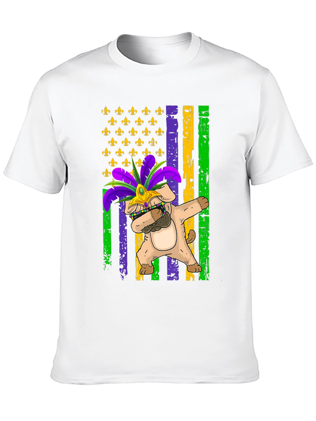 Mardi Gras Dog Dabbing T-Shirt