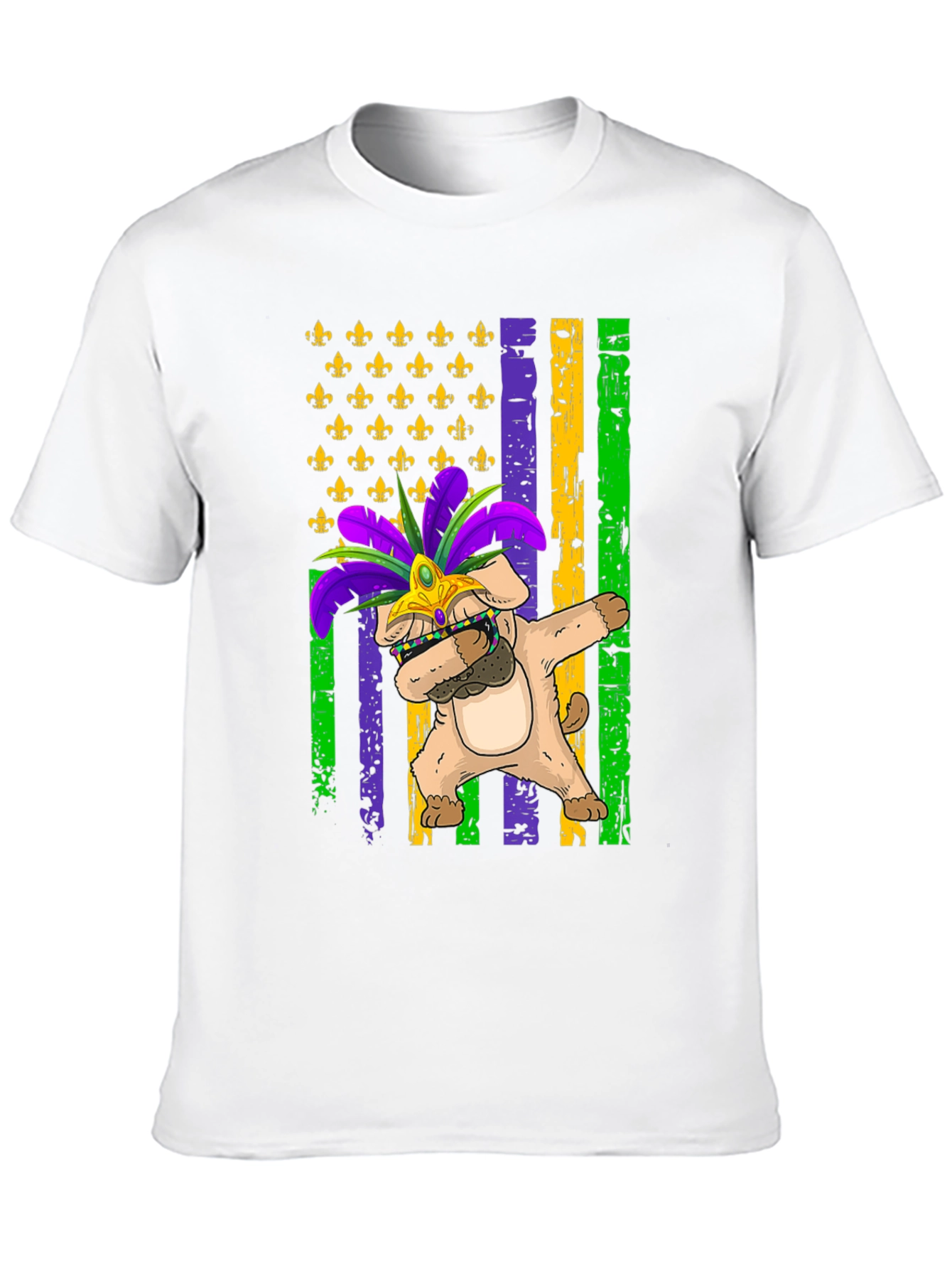 Mardi Gras Dog Dabbing T-Shirt