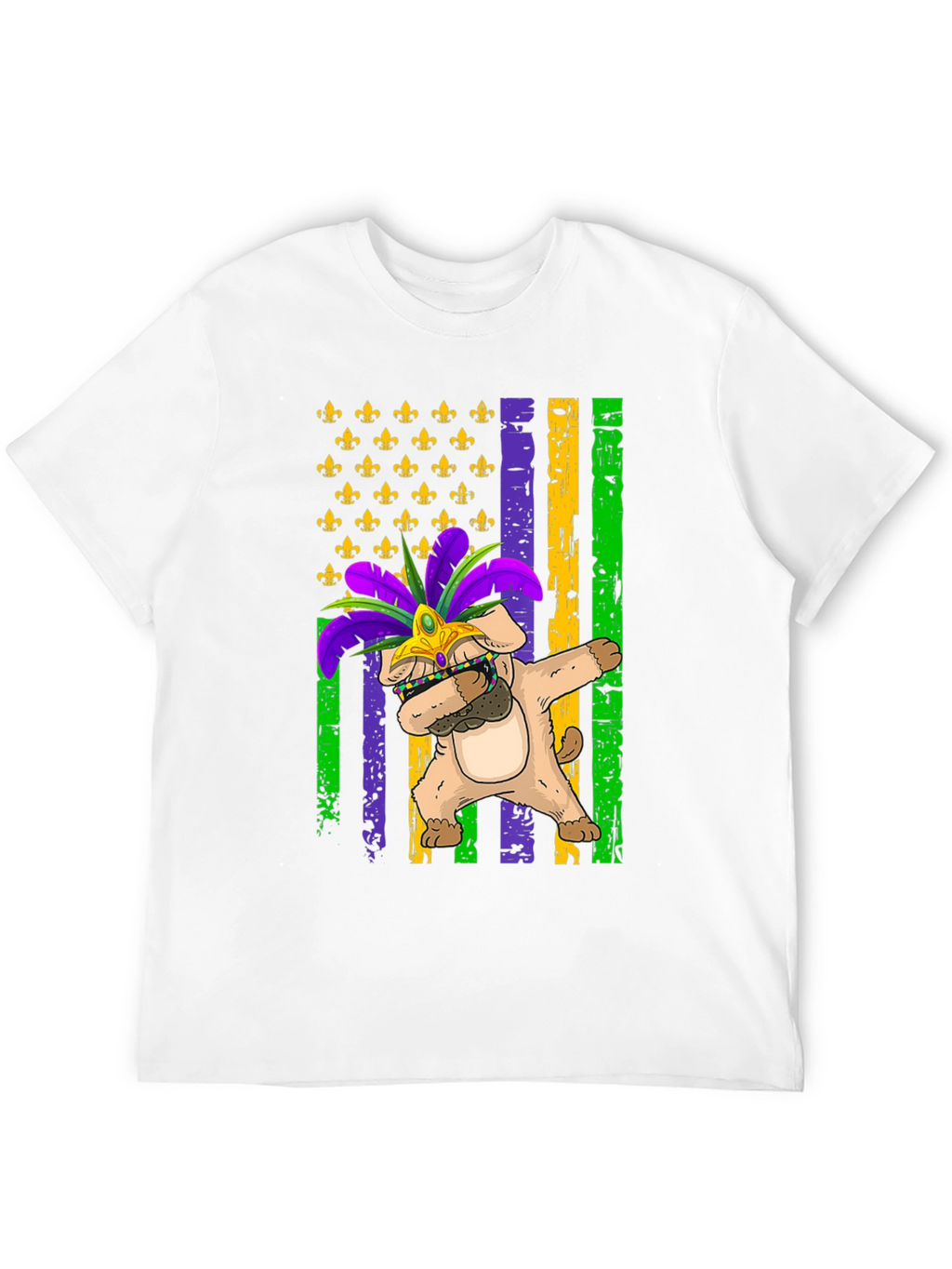 Mardi Gras Dog Dabbing T-Shirt