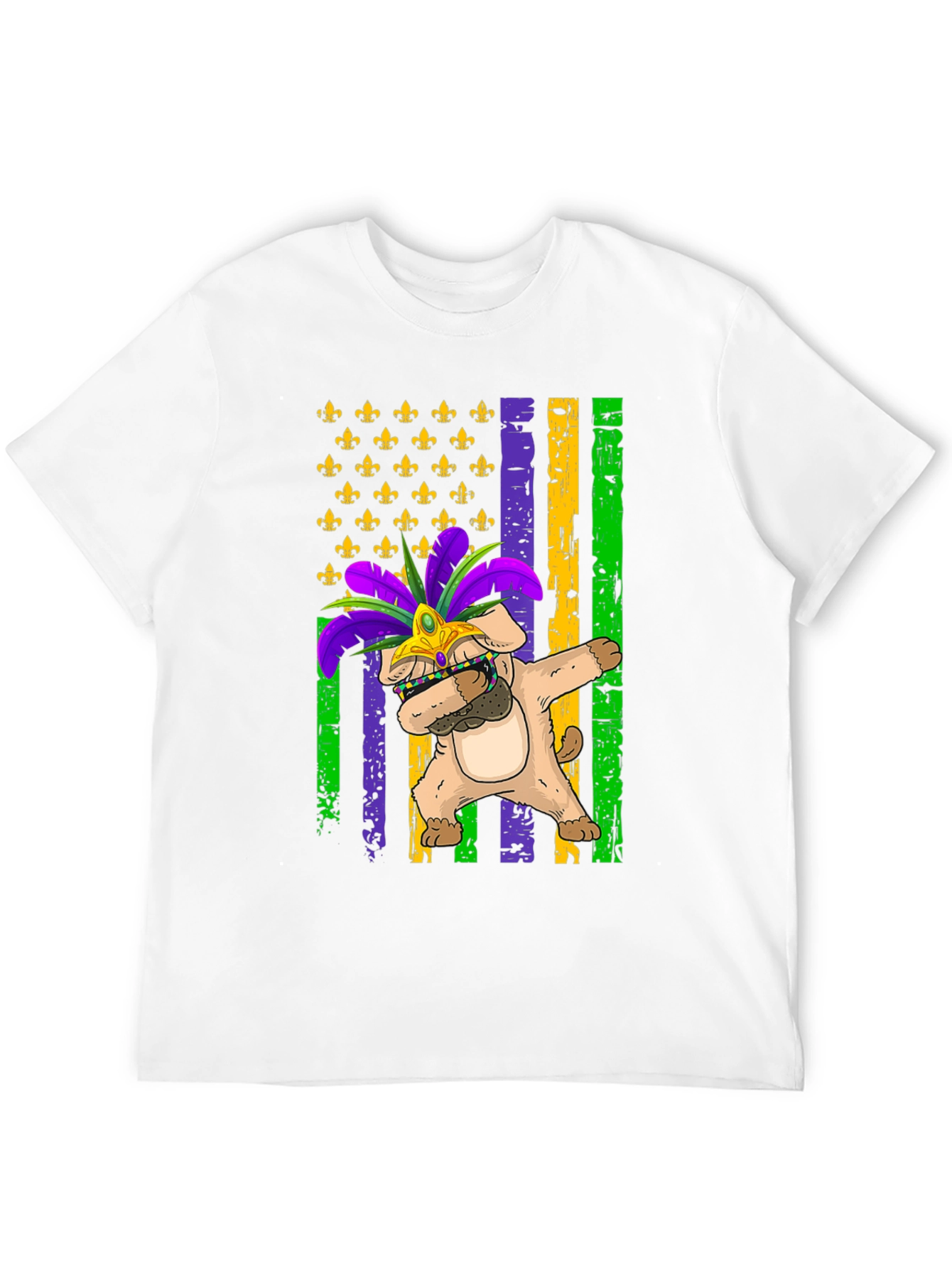 Mardi Gras Dog Dabbing T-Shirt