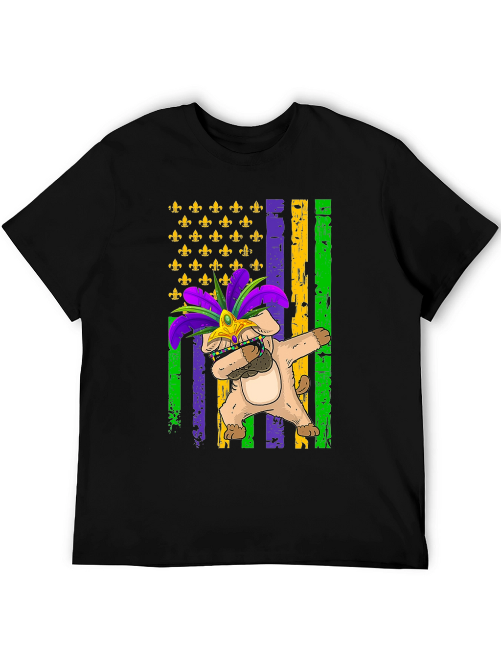 Mardi Gras Dog Dabbing T-Shirt