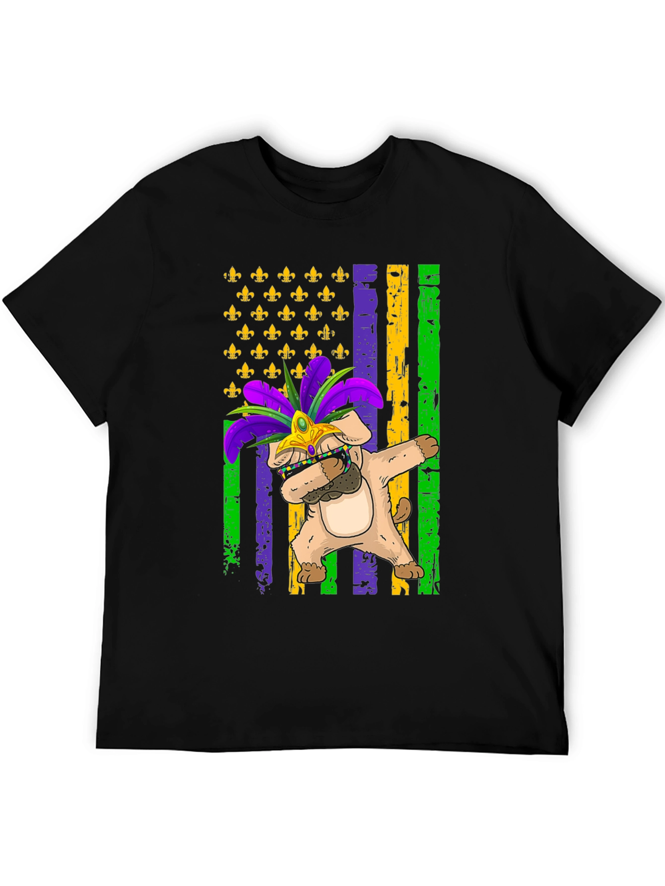 Mardi Gras Dog Dabbing T-Shirt