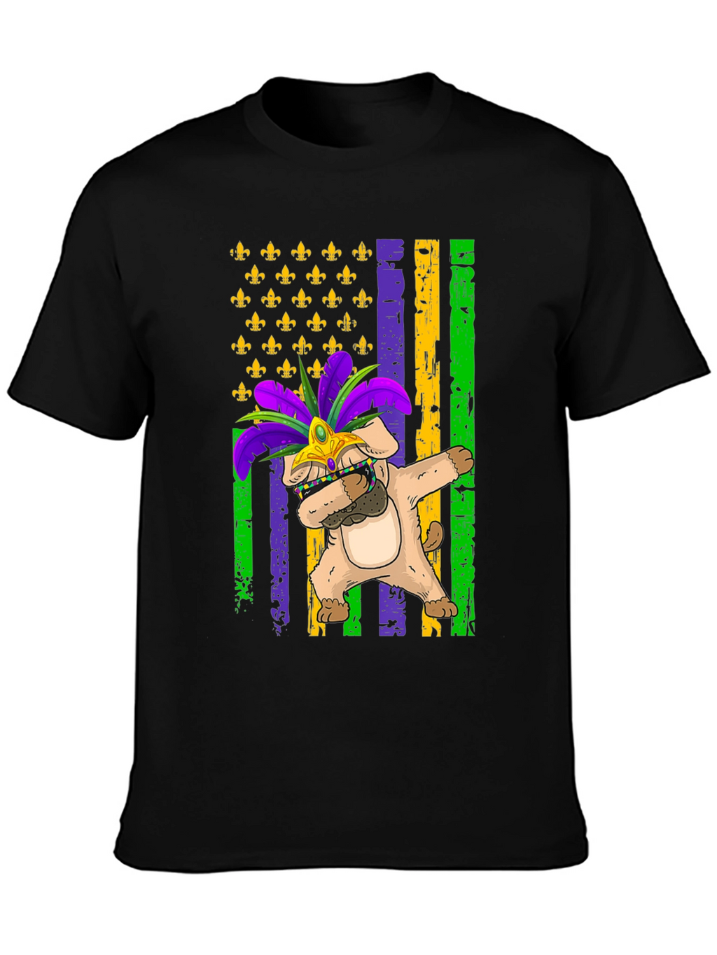 Mardi Gras Dog Dabbing T-Shirt